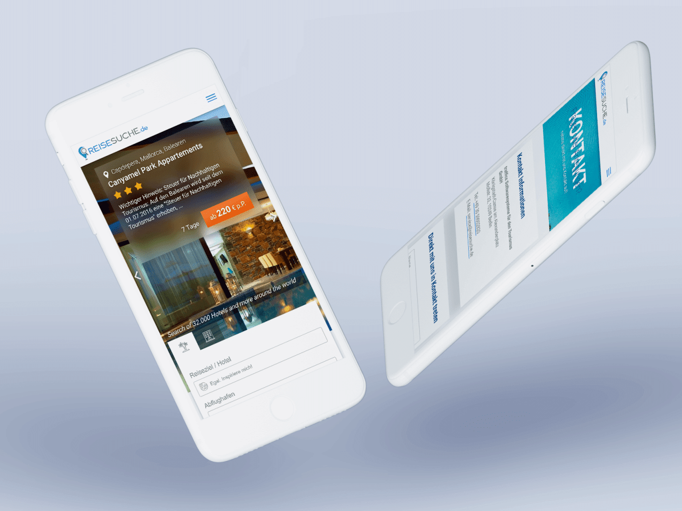 reisesuche iPhone-Mockup