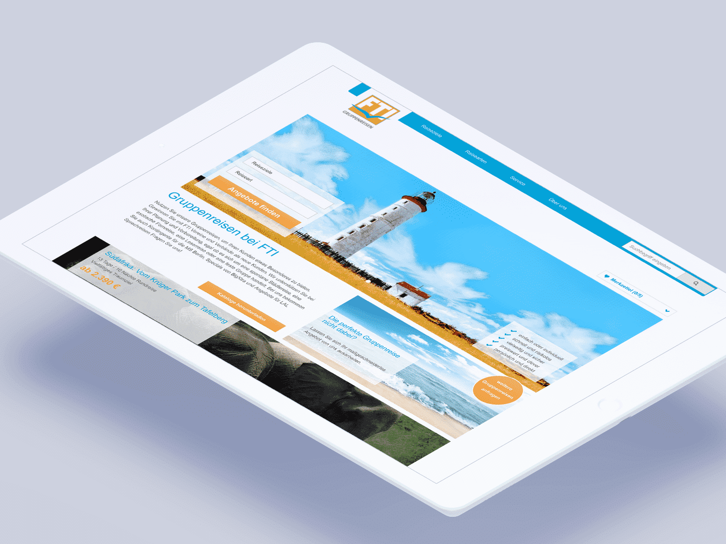 Gruppenreisen Tablet